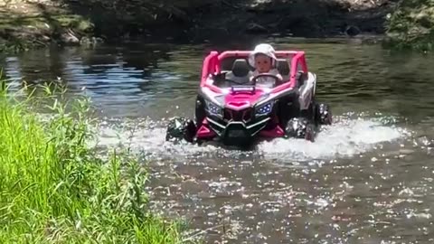 Baby Crosses River in Mini 4x4