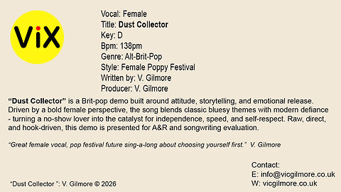 ViC Gilmore - Female Vocal - Dust Collector (Key D) 138bpm (2026)