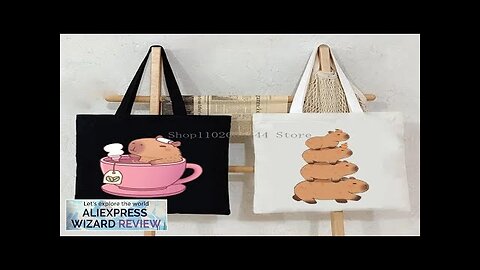 Cute Capybara Canvas Bag for Women Shopper Handbags Environmental Storage Reusable Shoulder Review