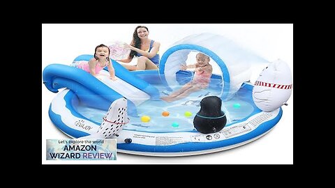 Inflatable Play Center EVAJOY Kiddie Pool with Slide for Children Sprinkler Ice Review