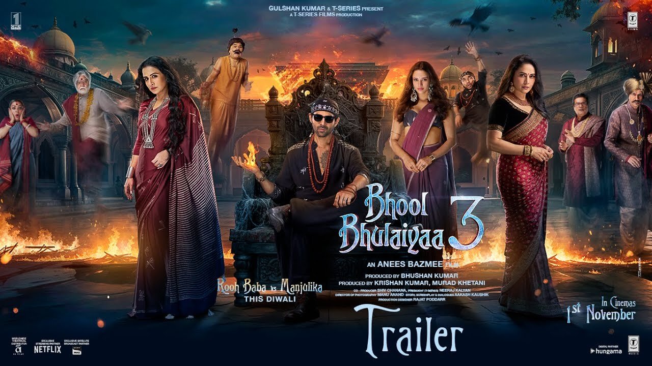 Bhool Bhulaiyaa 3 Official Trailer Kartik A, Triptii D, Vidya B, Madhuri D Netflix India