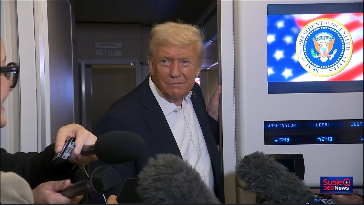 President Trump Gaggles with the Press on Air Force One, Oct. 13, 2025