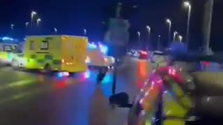 Video from the scene in Huntingdon, England, shows many ambulances and authorities