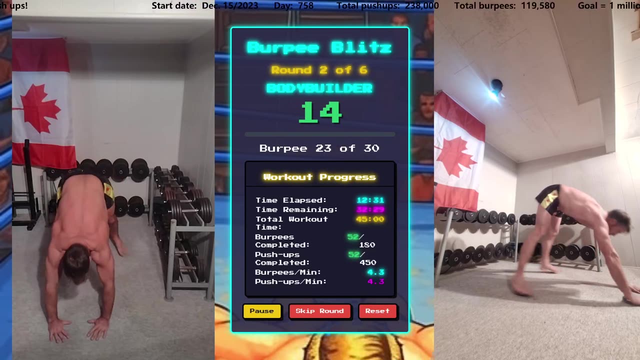 Everyday 450 push ups and 180 Burpees!