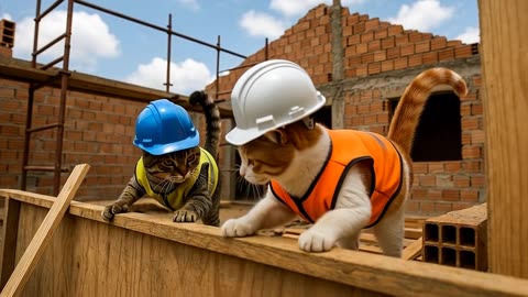 Funny Cats at Work 😂🐱 | This Went Totally Wrong!” “Cats Trying to Work on a Construction