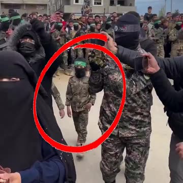 Hamas youth spotted this morning in Gaza during the release of the Israeli
