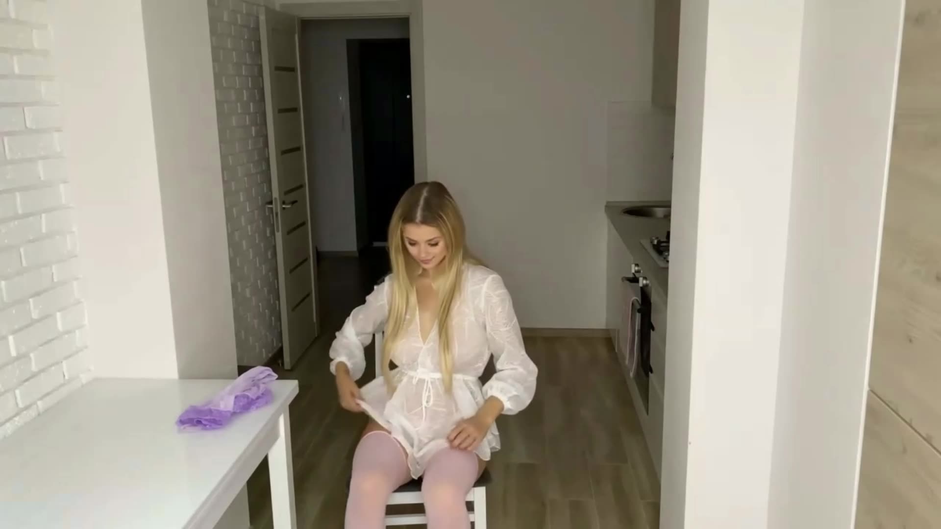 4K USA NEW WHITE DRESS AND SHEER STOCKINGS – DETAILED REVIEW! FALLS AND LEGS! Goddess Like Toes