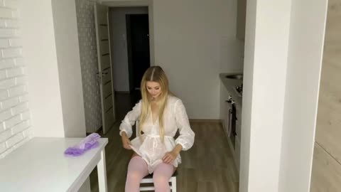 4K USA NEW WHITE DRESS AND SHEER STOCKINGS – DETAILED REVIEW! FALLS AND LEGS! Goddess Like Toes 