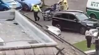 A victim being wheeled away after being stabbed at an alleged Tusla centre for children