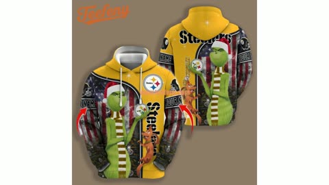 Pittsburgh Steelers Santa Grinch Christmas 3D Hoodie Unisex Yellow Black