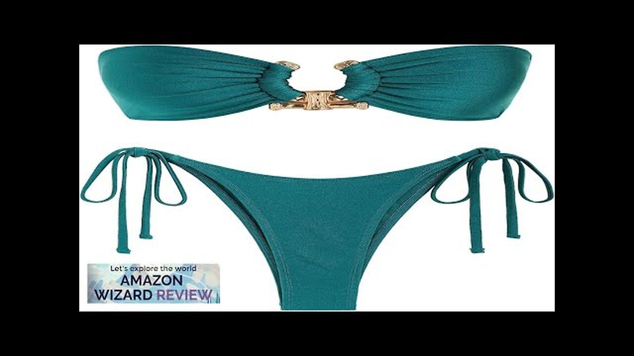 ZAFUL Metal Ring Bandeau Bikini Set Tie Side Bathing Suit High Cut Review