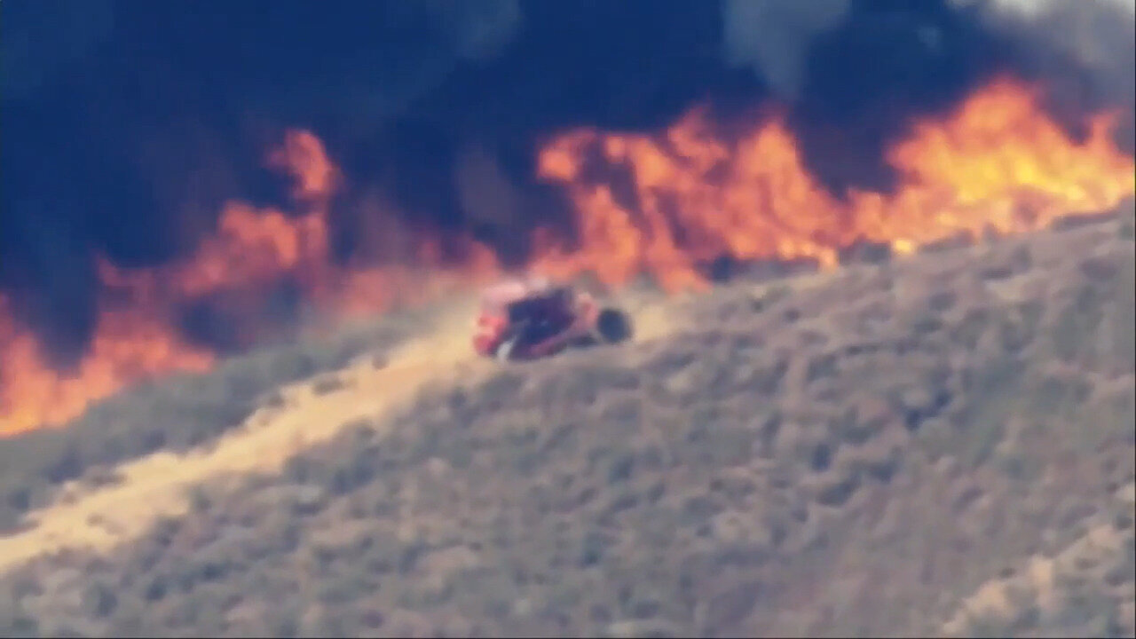 LA County Fire Department Bulldozer Battles Hughes Fire; Residents Advised To Evacuate