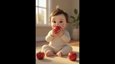 Ai baby cute eating apples