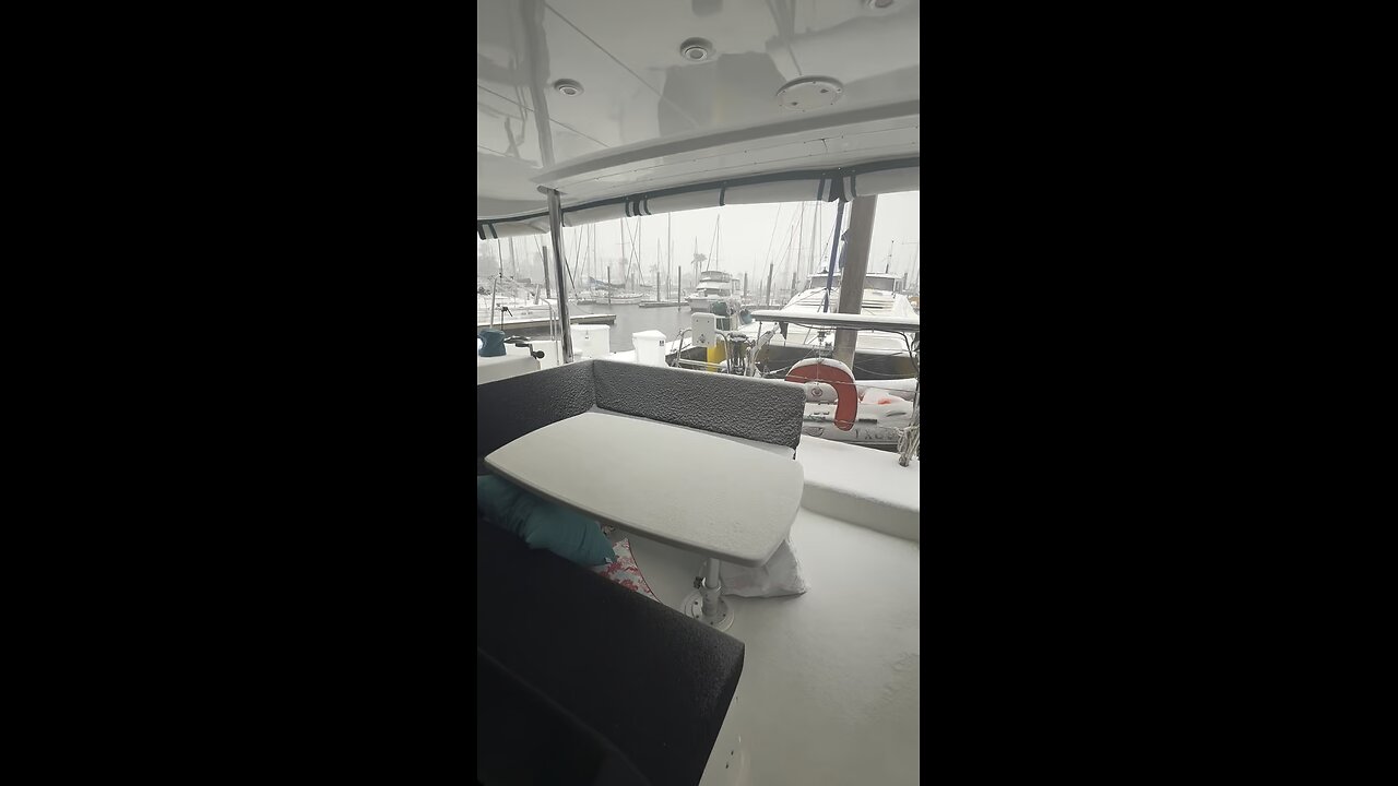 Snow on a catamaran