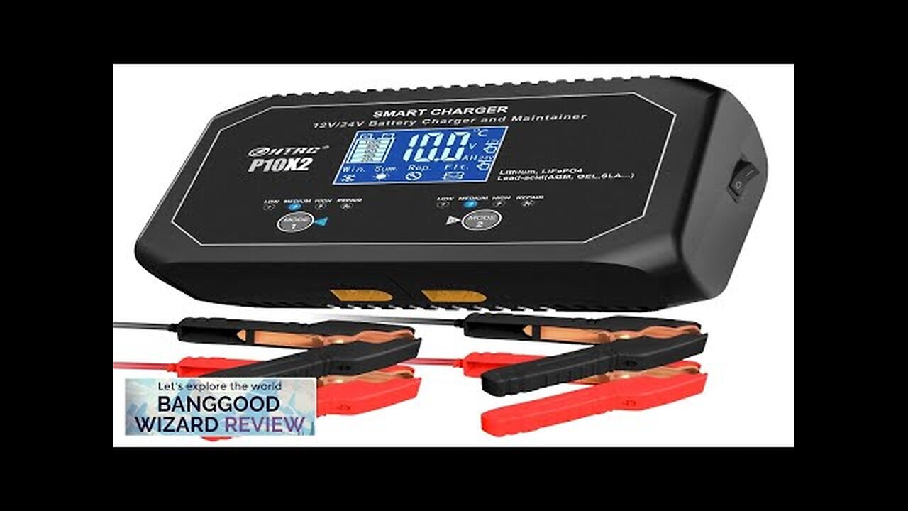 HTRC P10X2 12V 24V 10A Auto Motorcycle Battery Charger AGM Intelligent Repair Review