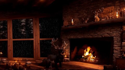 LIVE Rain Outside, Fireplace Inside 🌧️🔥 | Calm Night Sleep & Relaxation
