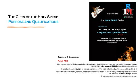 The Holy Spirit Series -4/5: The Gifts of the Holy Spirit: Purpose and Qualifications