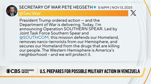 Trump Briefed On Potential Military Action - Venezuela