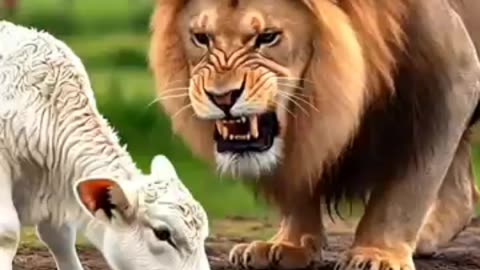 @lion attack on a baby cow🤔