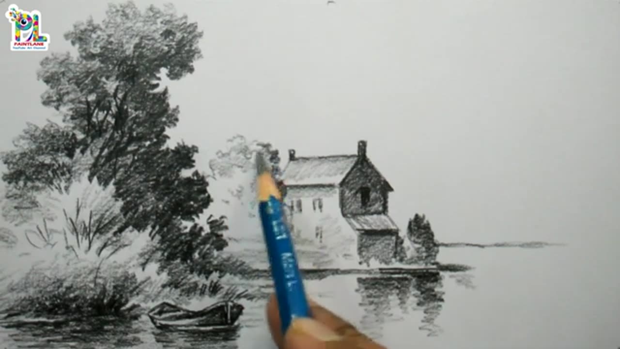 Simple Scenery Art with Pencil sketching and shading