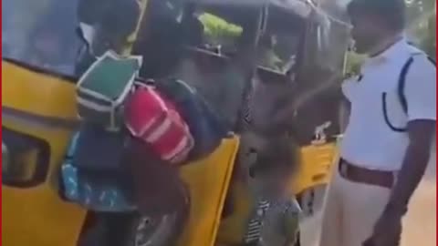 Auto Driver Caught Cramming 23 School Kids Into One Vehicle — Police Seize Auto in Nagarkarnool