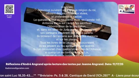Réflexions d'André Angrand après lecture des textes par Jeanne Angrand. Date: 11/17/25