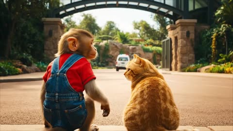 🐵🐱Monkey & Fat Orange Cat Save Cow Family from Giant Snake Attack 🐍Epic Forest Battle & Happy Ending