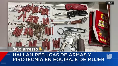 Una mujer es arrestada por llevar fuegos artificiales, cuchillos y réplicas de armas en su equipaje