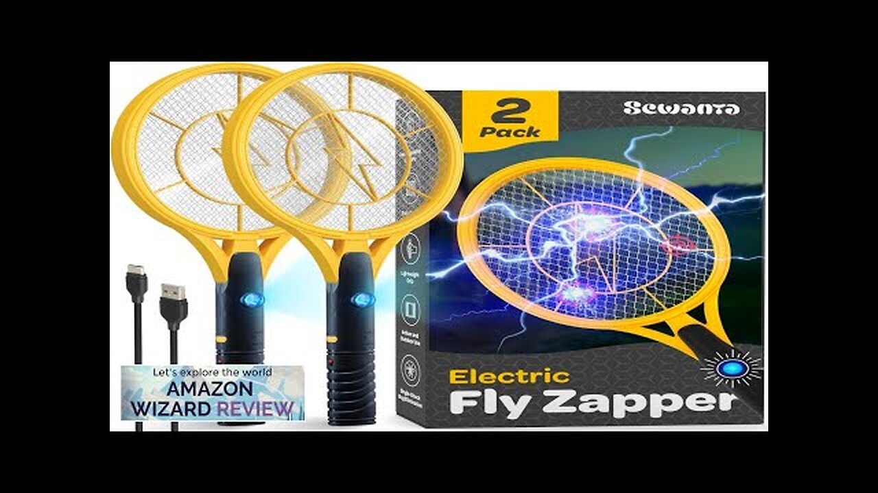 Flying Raker Set Electric Fly Swatter Set of 2 Handheld Bug Zapper Racket for Indoor ...