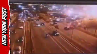 Horrific moment house with fireworks explodes onto highway in Brazil
