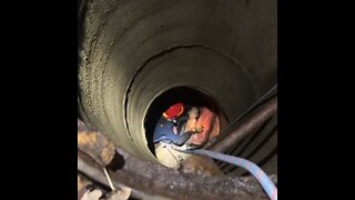 Perra queda atrapada en agua helada dentro de una alcantarilla