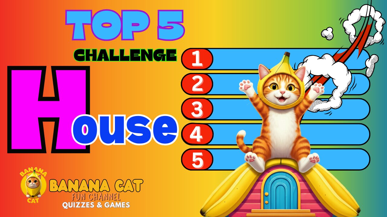 In The House Top 5 Challenge 🏠🌈 | Quiz Game | Brian Break | Banana Cat | Find Odd One Out | ❤️▶️ 🍌🐱