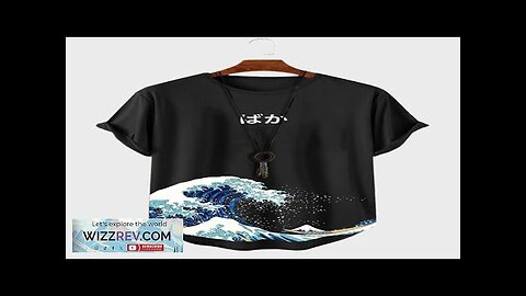 ChArmkpR Mens Japanese Ukiyoe Print Curved Hem Short Sleeve T-Shirts Black Review