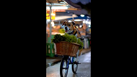 cute Dog riding bycycle ! MUST WATCH