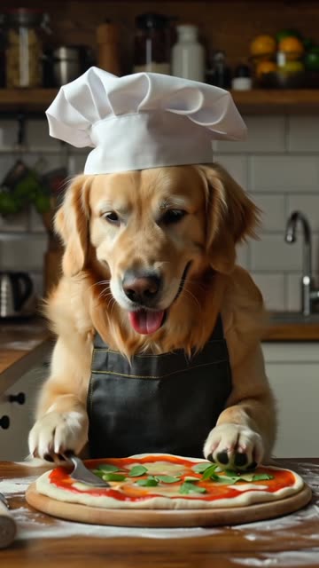 Chef Dog making Pizza