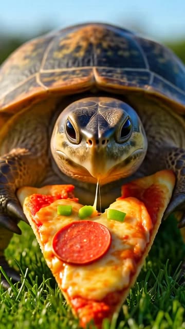 Turtle eating Pizza
