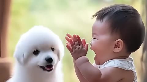 Cute 😍 dog 🐕 and baby 👶 #dog #reels #fyp #foryou #baby #animals #cute #mini #cuteanimals #dogs