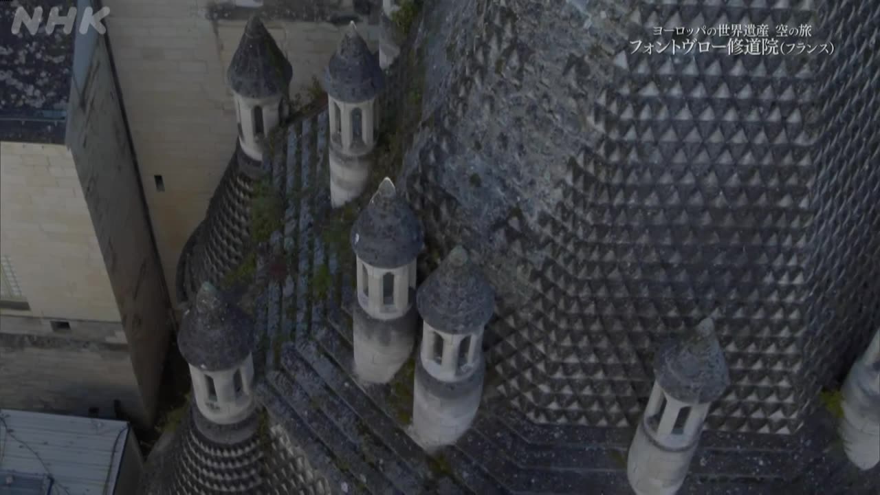 空からクルージングmini・5分版- ヨーロッパの世界遺産 空の旅 「フォントヴロー修道院（フランス）」