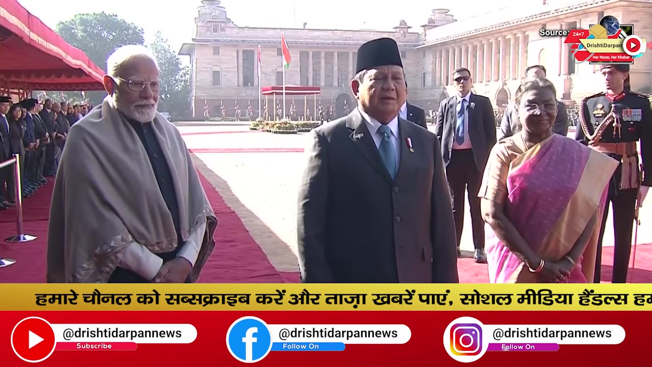 Indonesian President Welcomed at Rashtrapati Bhavan