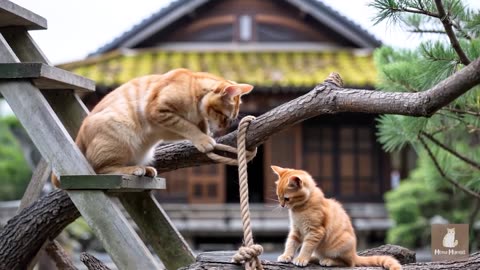 Mama Cat Trims Fur on the Farm and Makes Tiger Hat For Kittens At Home🐾🎩🐯_6