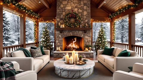 Background Music Winter Day Smooth Jazz – Cozy Christmas Fireplace Ambience & Relaxing Music
