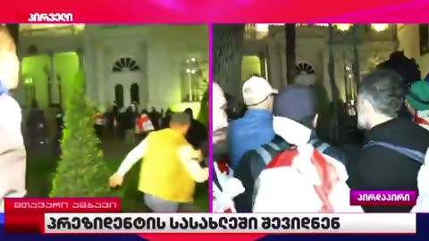 Pro-EU protesters attempting to storm the presidential palace in Tbilisi, Georgia.