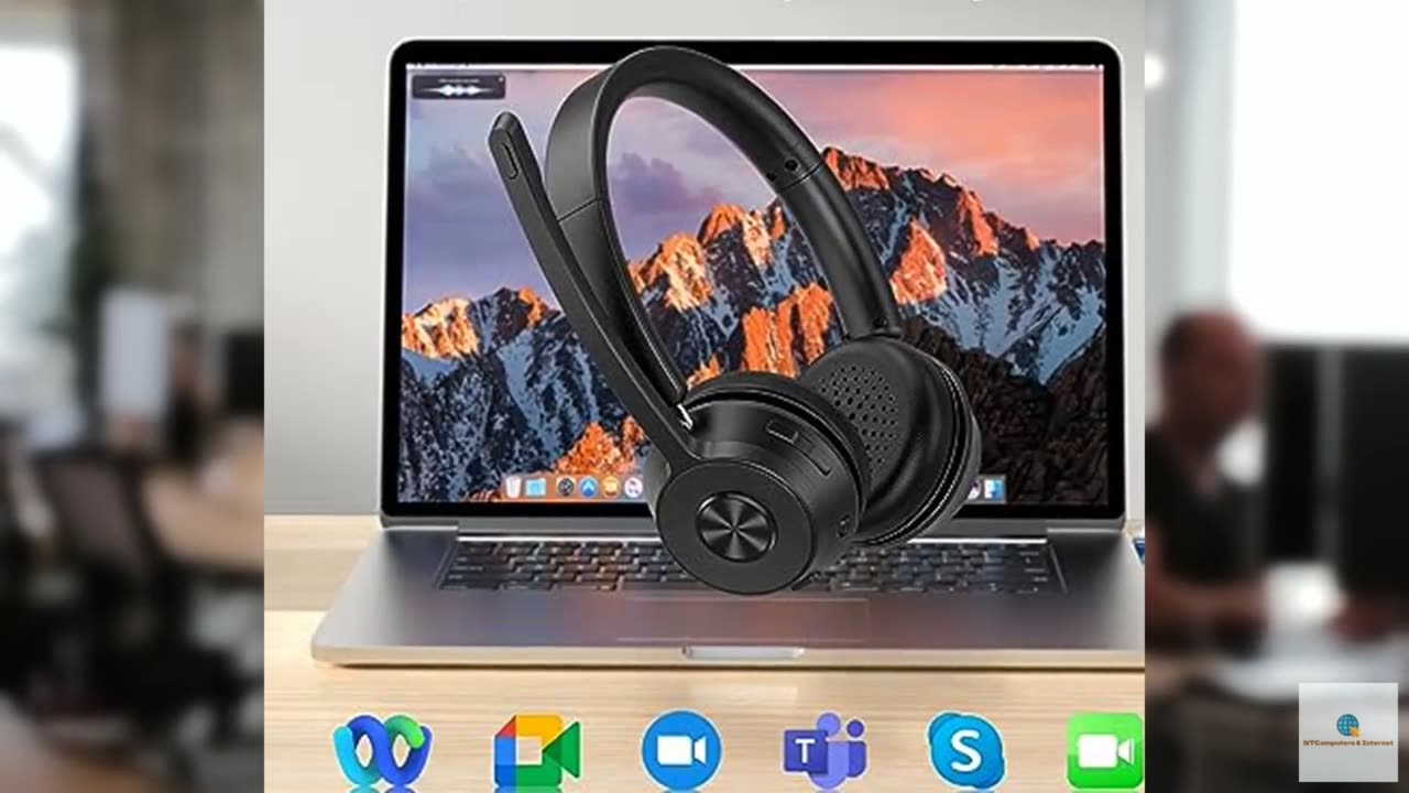 (Upgraded Version) Wireless Headset, Bluetooth Headset with Noise Cancelling Mic