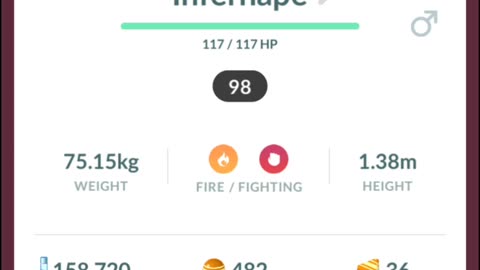 Pokemon Go Evolution - 98% iV Chimchar ➡️ Monferno ➡️ Infernape