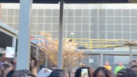 High school is let out to protest DHS in Charlotte, but we all know these kids are just happy