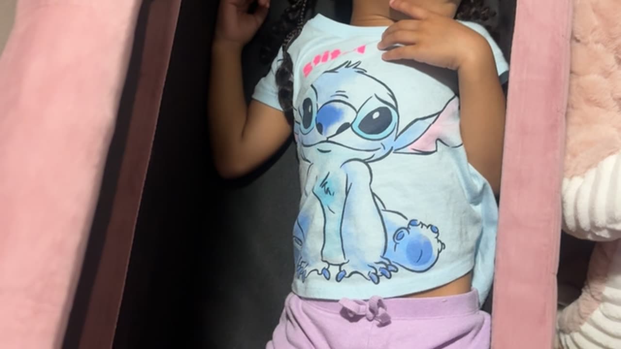 Daughter Fell Asleep In The Ottoman