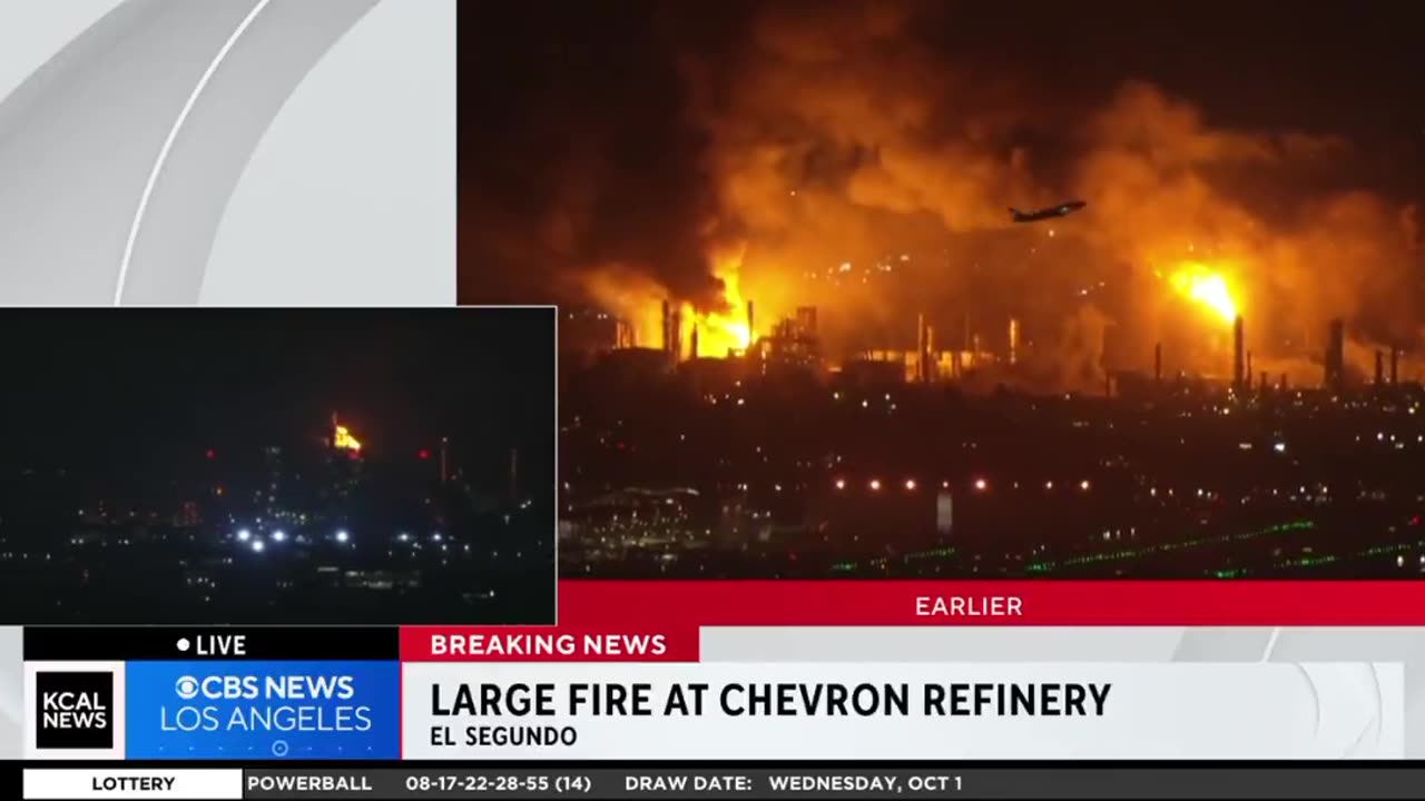 The Chevron Refinery fire in El Segundo, California seems to be dying down.