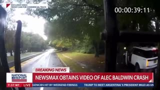 Alec Baldwin crashing after attempting to illegally pass a garbage truck on the shoulder.