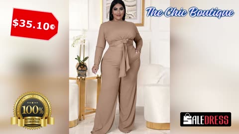 Plus Size Two Piece Crop Top Wide Leg Pants $35.10