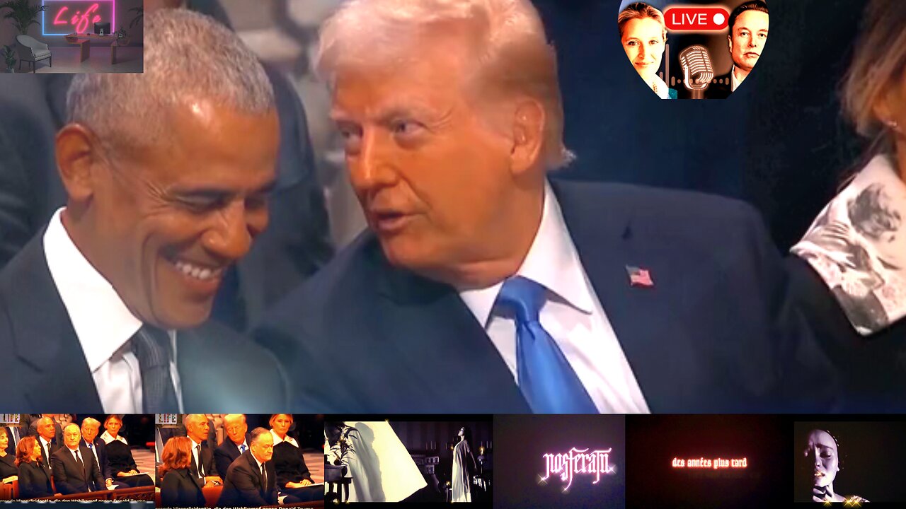 Trump and Obama laugh together at Carter's memorial service